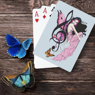 Sprookjesroze Blauwe Fantasie Muzieknoot Pokerkaarten