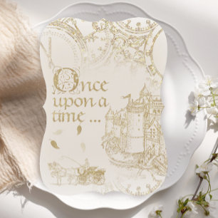Sprookjesthema Kaste Koets Goud Glitter Kaart