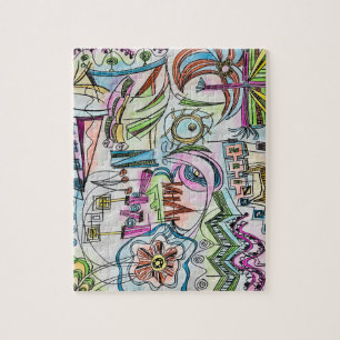 Sprookjestuin - Met de hand geschilderde abstracte Legpuzzel