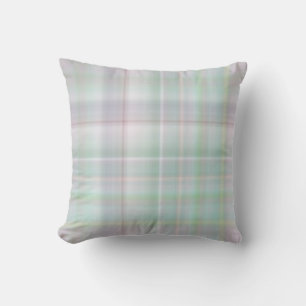 Sprookjestuin pastel roze en mint geruit kussen