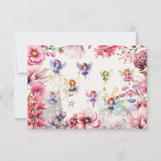 Sprookjestuin waterverf kinderverjaardag bedankkaart (Achterkant)