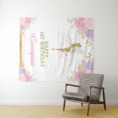 Sprookjesverjaardag Roze Paarse Bloem Feest Achter Wandkleed (In Situ (horizontaal))