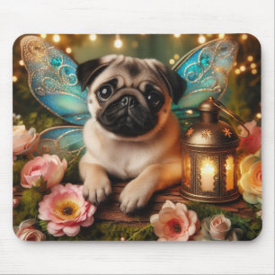 Sprookjesvleugel Pugs Puppymet Bloemen Muismat