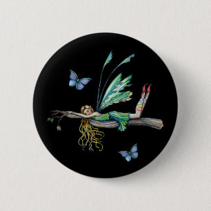 Sprookjesvlinder Knop, Speld van Molly Harrison Ronde Button 5,7 Cm
