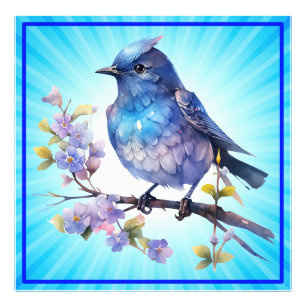 Sprookjesvogel Bloemen waterverf Clipart-73611 Foto Afdruk
