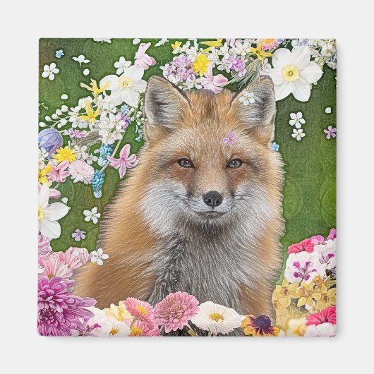 Sprookjesvos in het bloemenveld magneet (Voorkant)