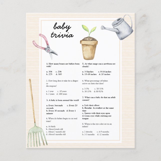 Sprout Baby shower - Baby trivia spel (Voorkant)