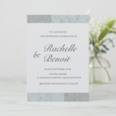 Spruce blue grijs marmer elegant modern huwelijk kaart (Staand voorkant)