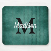 Spruce Green  Pinstripe Retro Monogram Muismat (Voorkant)