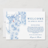 Spruce Point Maine Kaart Bruiloft Welkomstroute (Voorkant)