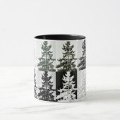 Spruce Trees Black White Grey Nature Art Mok (Midden)