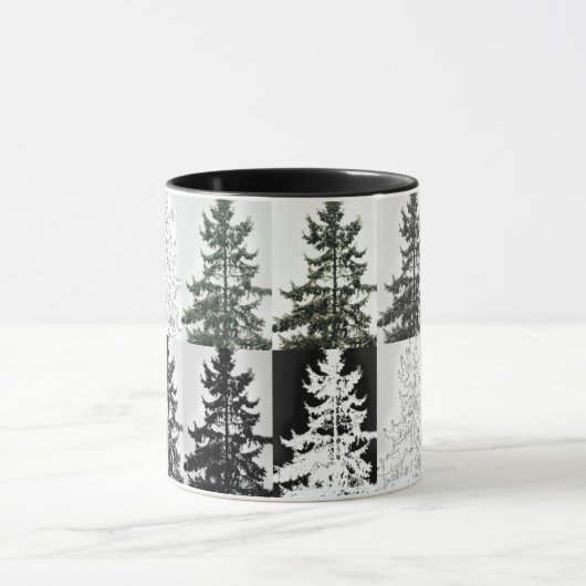 Spruce Trees Black White Grey Nature Art Mok (Midden)