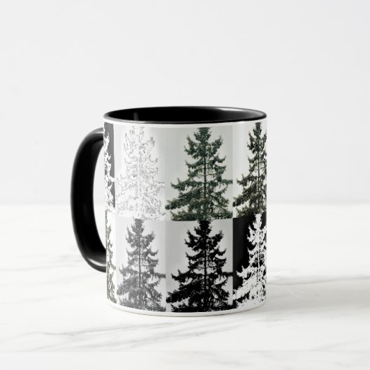 Spruce Trees Black White Grey Nature Art Mok (Voorkant links)