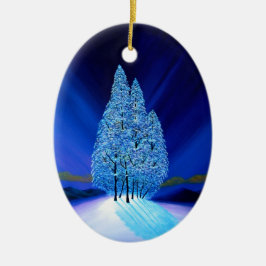 Spruce Trees Blue Kerstmis Seven Keramisch Ornament