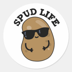 Spud Life Funny Potato Pun Ronde Sticker