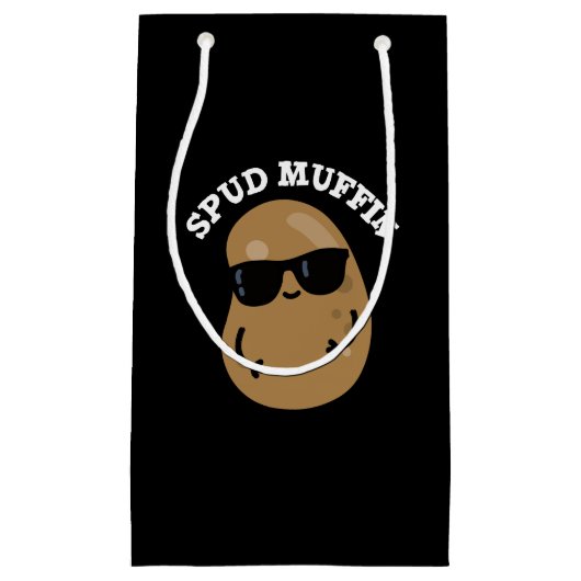 Spud Muffin Funny Potato Pun Dark BG Klein Cadeauzakje (Voorkant)