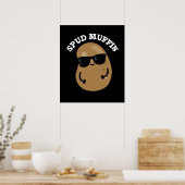Spud Muffin Funny Potato Pun Dark BG Poster (Keuken)