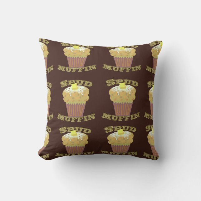 Spud Muffin Pattern Funny Potato Design Kussen (Voorkant)