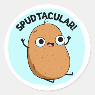 Spudtacular Funny Potato Pun Ronde Sticker
