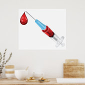 Spuit met een rode druppel poster (Keuken)