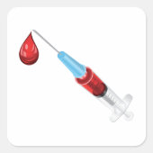 Spuit met een rode druppel vierkante sticker (Voorkant)