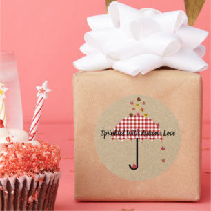Spuit met herfstliebe baby bruiloft feest ronde sticker