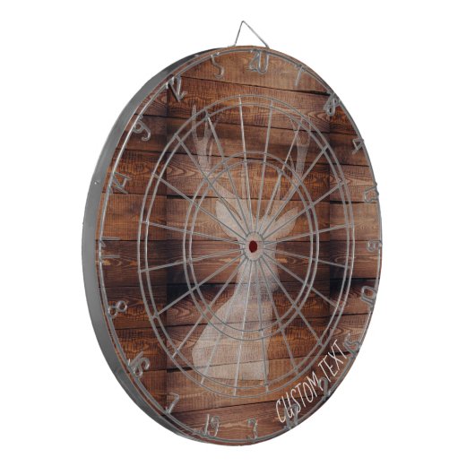 spuitdoppen op het dartboard van hout dartbord (Voorkant Links)