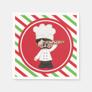 Spuiter Italiaanse chef-kokspizza met servetten