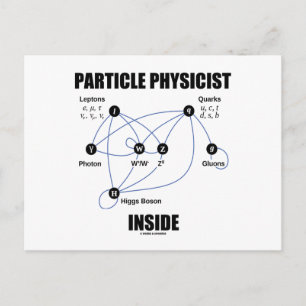 Spuitfysicus binnenin (standaardmodel higgs) briefkaart