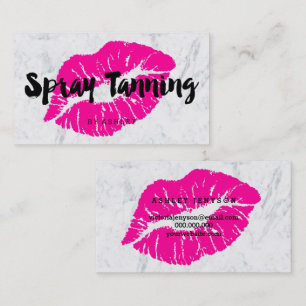Spuitlooiing lippen neonroze typografie visitekaartje