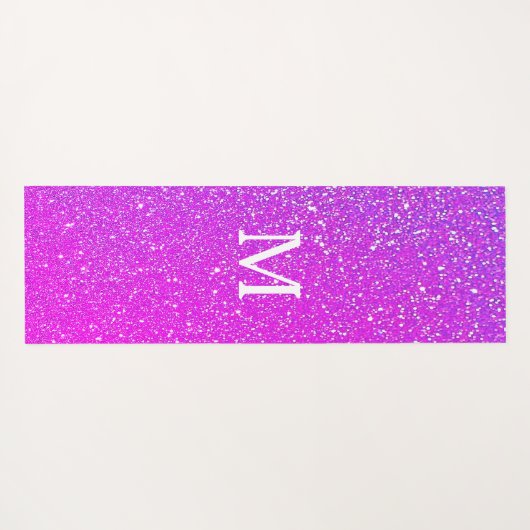 Spuitroze glitter ombre Monogram Initiaal Cute Yogamat (Achterkant (horizontaal))