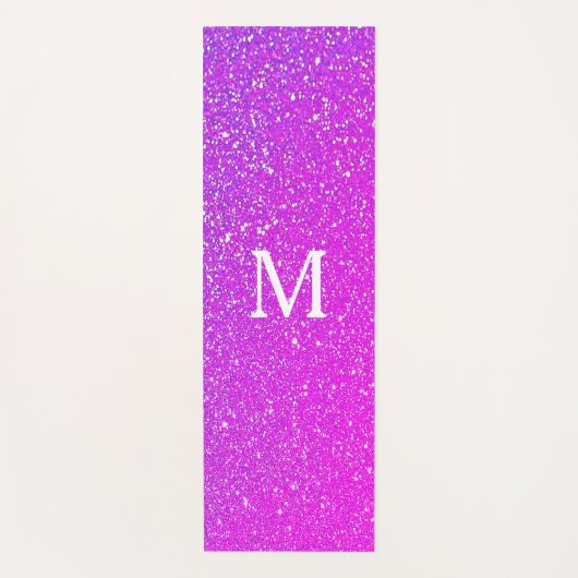 Spuitroze glitter ombre Monogram Initiaal Cute Yogamat (Voorkant)