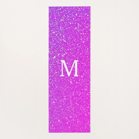 Spuitroze glitter ombre Monogram Initiaal Cute Yogamat (Achterkant)