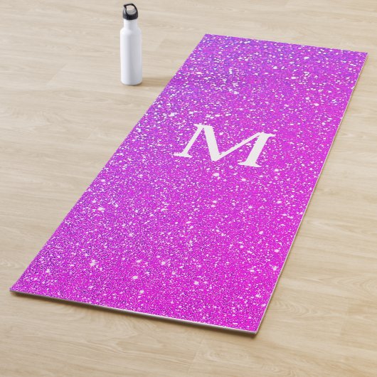 Spuitroze glitter ombre Monogram Initiaal Cute Yogamat (In situ)