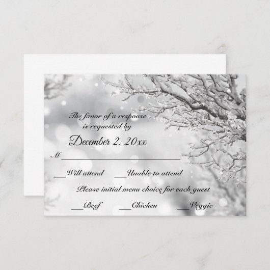 Spuitsnede en ijswinter RSVP + menu (Voorkant / Achterkant)