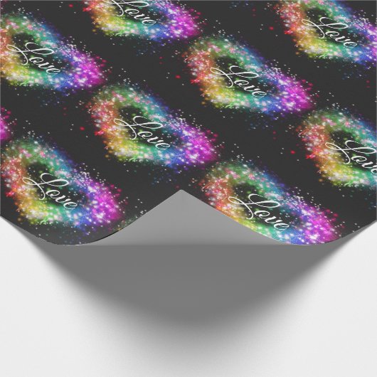 Spuitverf met regenboogkleurige verf die glitter-h cadeaupapier (Hoek)