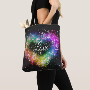 Spuitverf met regenboogkleurige verf die glitter-h draagtas