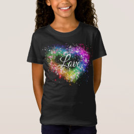 Spuitverf met regenboogkleurige verf die glitter-h t-shirt