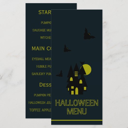 Spukhuis, Halloween Menu (Voorkant / Achterkant)