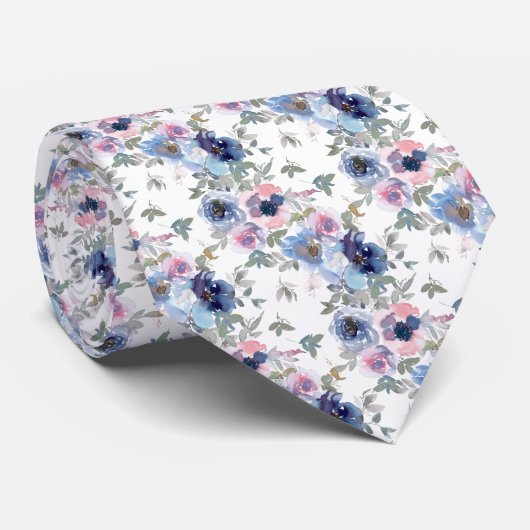 Spun Sugar & Skydiver Blue Wedding Keepomwille Nec Stropdas (Opgerold)