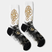 Spunky Paws De Funky Steampunk Kat  Sokken (Rechts)