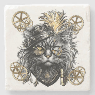 Spunky Paws De Funky Steampunk Kat Stenen Onderzetter