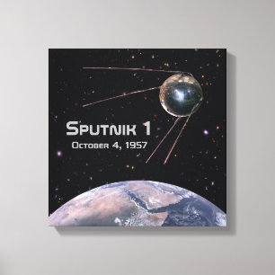 Sputnik 1 Earth Satellite Canvas Afdruk