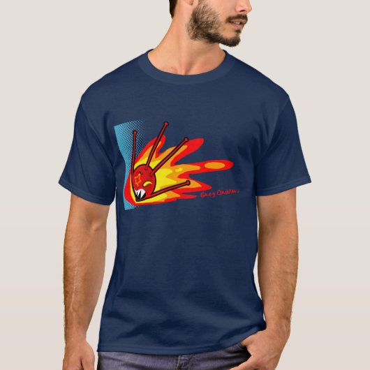 sputnik in brand  t-shirt (Voorkant)
