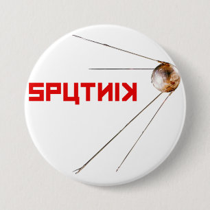 SPUTNIK - Ruimtegeschiedenis, Russisch, satelliet Ronde Button 7,6 Cm