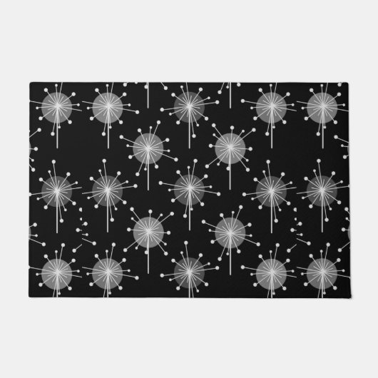 Sputnik Starburst Flowers Black Gray Deurmat (Voorkant)
