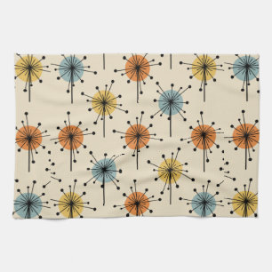 Sputnik Starburst Flowers Retro Theedoek