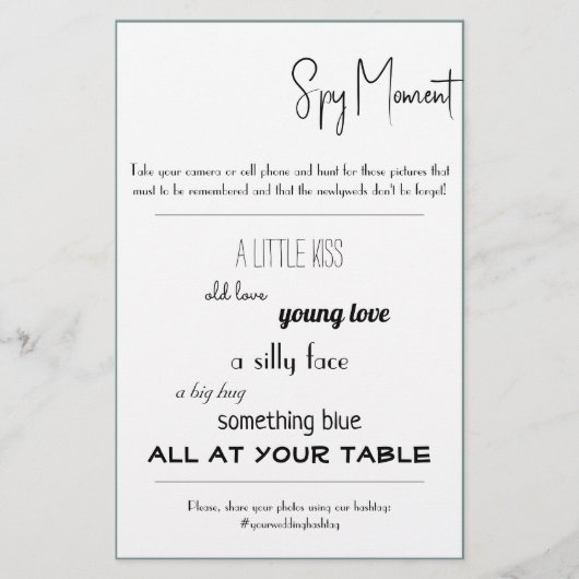 Spy Bridal Wedding Game Flyer (Voorkant)