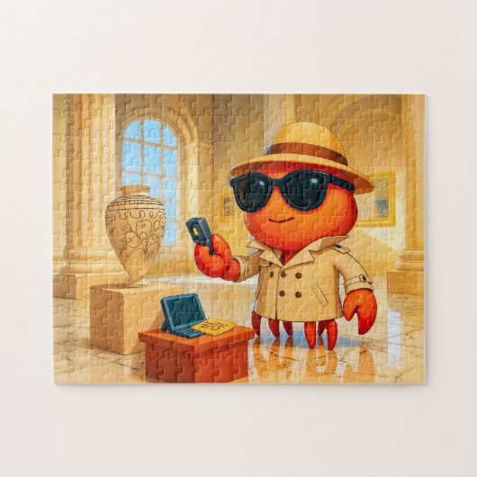 Spy Crab Analyzing Data In Museum Exhibit Legpuzzel (Horizontaal)