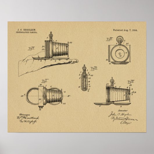 Spy Pocket Camera Patent Art Drawing Print (Voorkant)